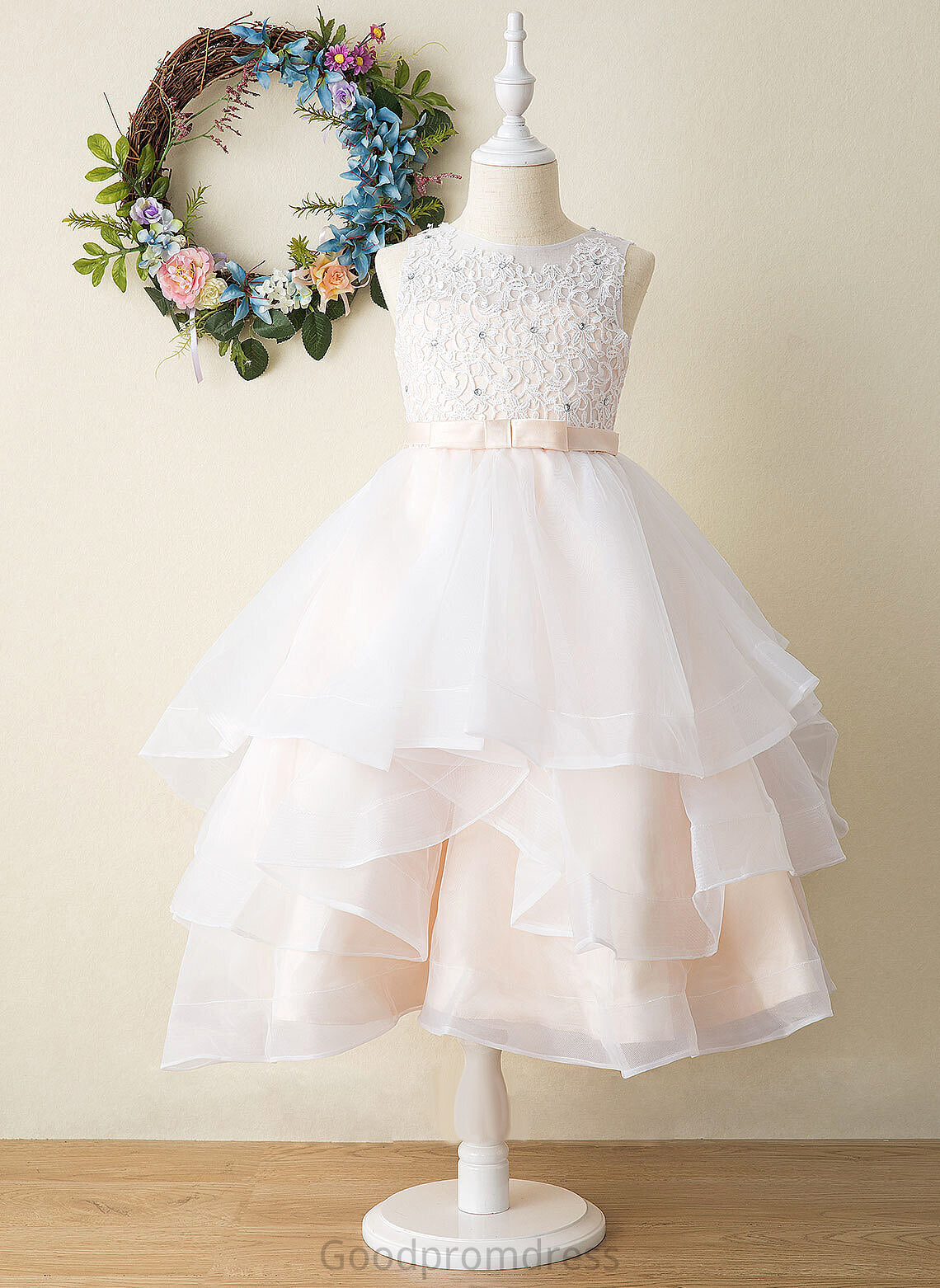 Tulle/Lace Flower Girl Dresses Yareli Ball-Gown/Princess - Tea-length Scoop Sleeveless Dress Flower Girl Neck