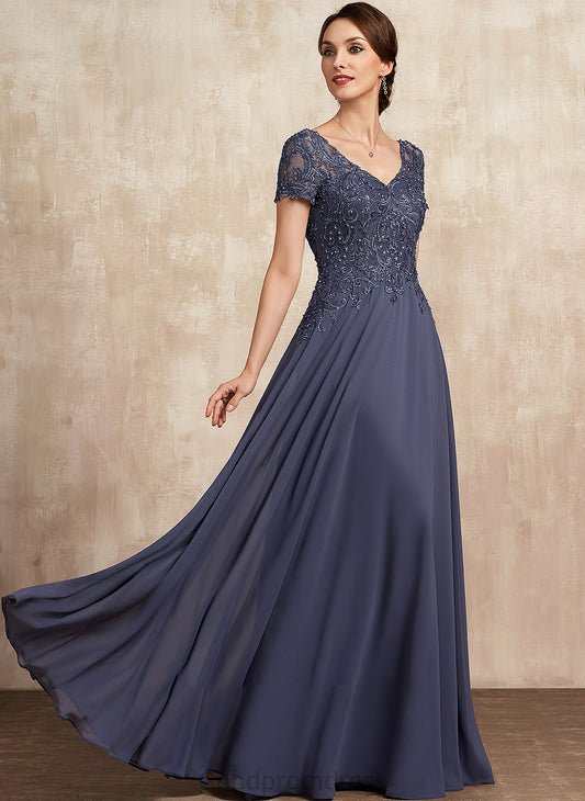 of V-neck Chiffon Sequins Dress Floor-Length the Bride A-Line Amani Lace With Mother of the Bride Dresses Beading Mother