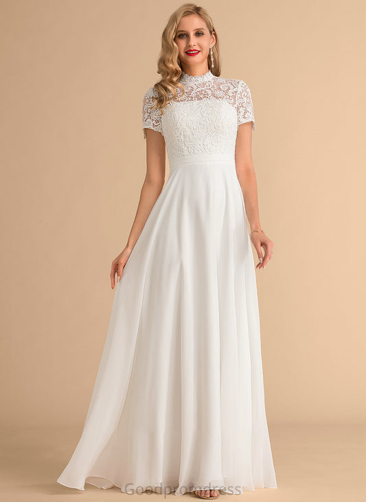 High Lace Dress A-Line Wedding Dresses Maliyah Neck Floor-Length Chiffon Wedding