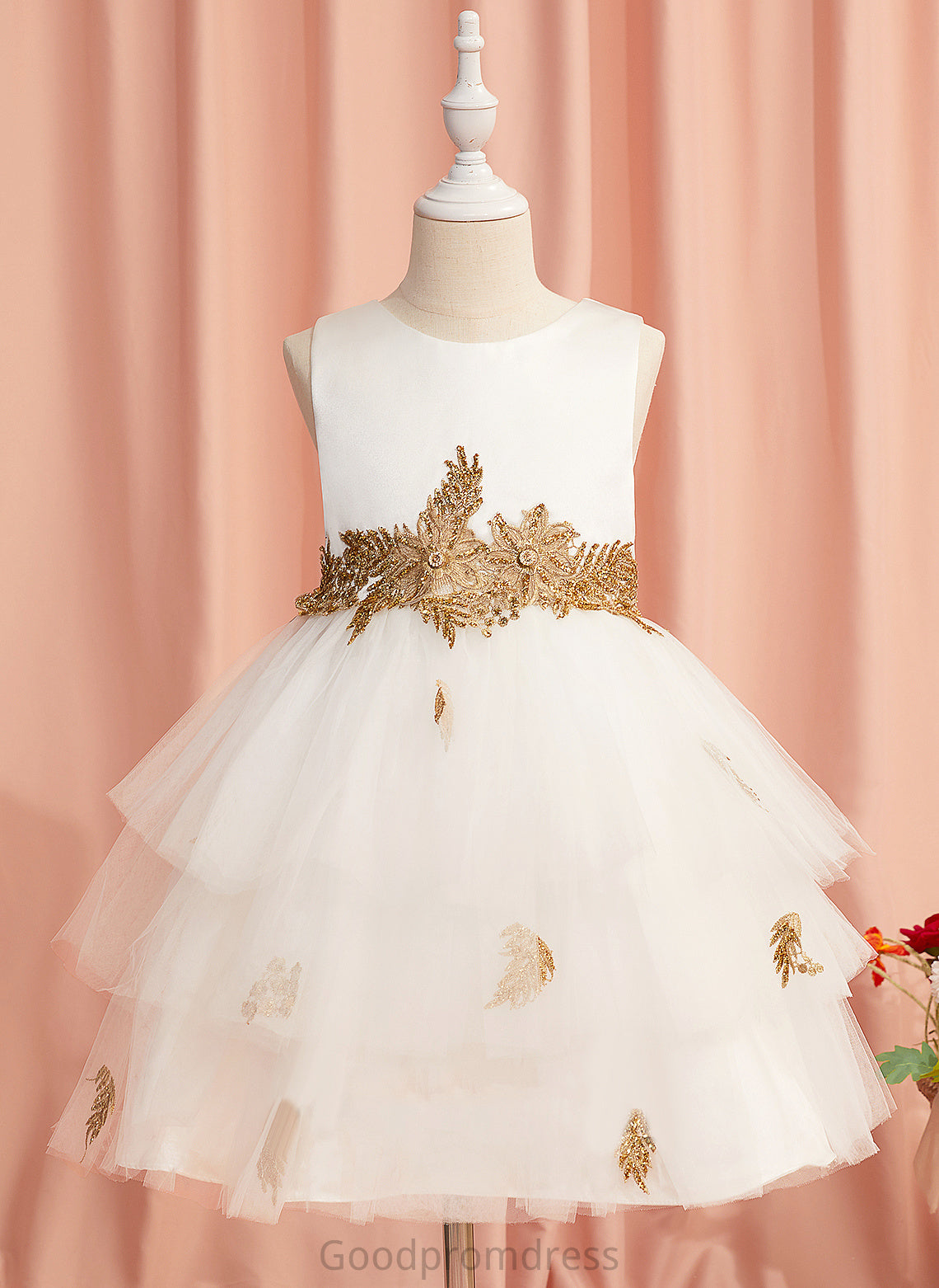 Dress Girl Lace/Beading Jimena Ball-Gown/Princess Flower - Knee-length Tulle Flower Girl Dresses Sleeveless With Neck Scoop