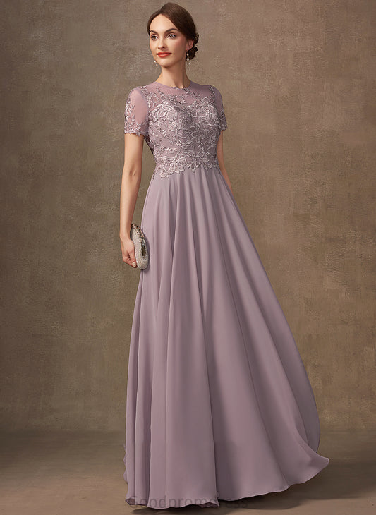 Mother Sequins of Lace Mother of the Bride Dresses A-Line the Chiffon Bride Dress Scoop Danielle Floor-Length With Neck Beading