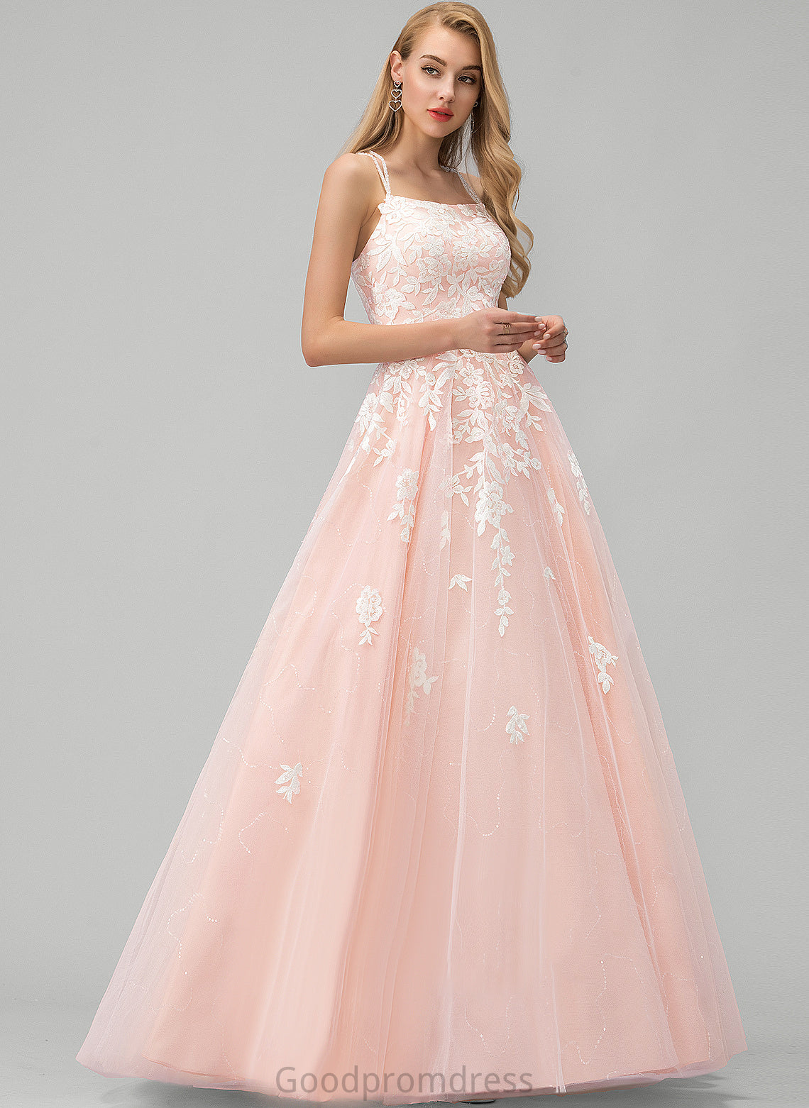 Square Lace Sequins Floor-Length Ball-Gown/Princess With Tulle Ayanna Prom Dresses