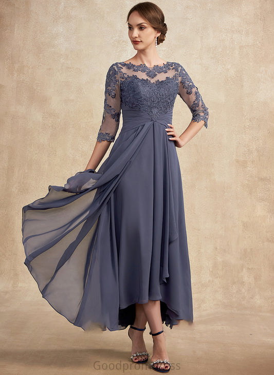 Neck Mother of A-Line With Mother of the Bride Dresses Elisa Dress Ruffle Bride Lace Chiffon the Asymmetrical Scoop