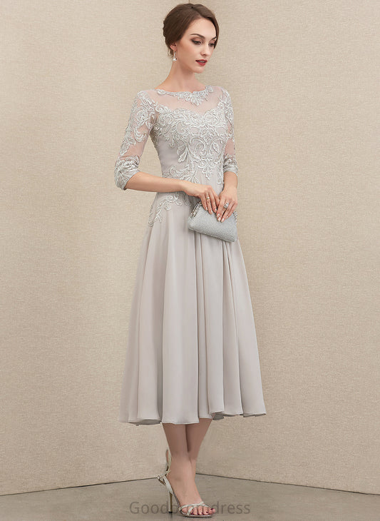 Dress Lace Sequins Bride Beading A-Line Scoop With Heather of Chiffon the Mother of the Bride Dresses Mother Neck Tea-Length