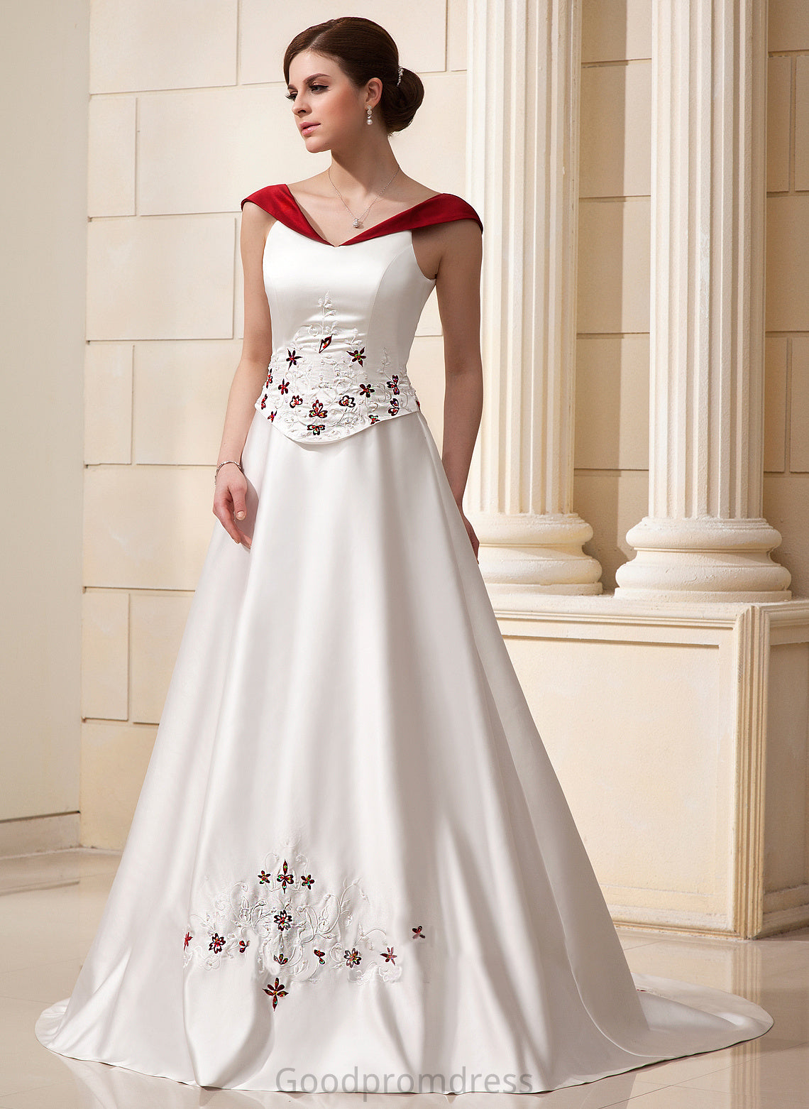 Train Cecelia Flower(s) Satin Chapel Wedding Dresses Ball-Gown/Princess With Dress Wedding Beading