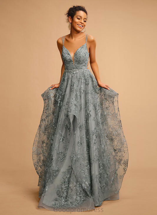 Lace Ashlee Tulle Ball-Gown/Princess Floor-Length V-neck Prom Dresses