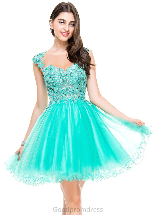 Homecoming Dresses Leah Sweetheart Tulle Dress Appliques A-Line Sequins Short/Mini Beading With Homecoming Lace