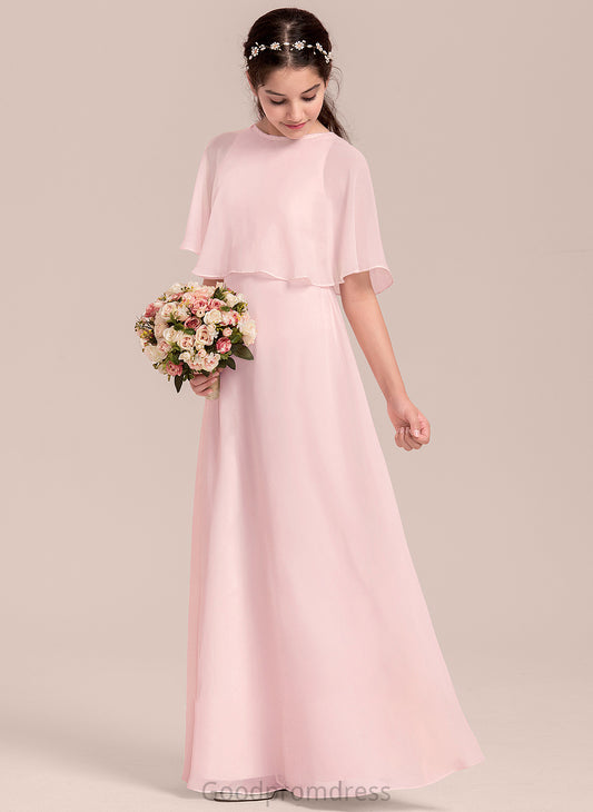 Junior Bridesmaid Dresses Giovanna A-Line Floor-Length Neck Scoop Chiffon