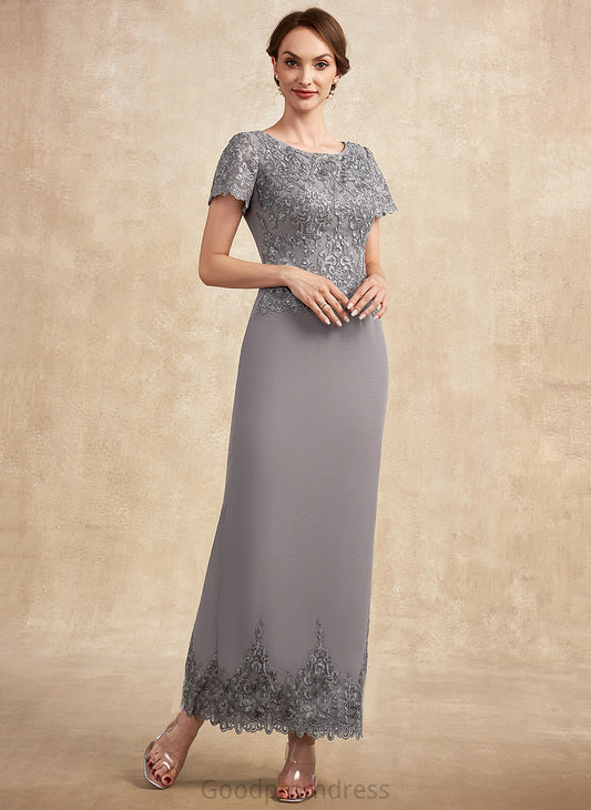 Brielle Mother Neck Sheath/Column of Ankle-Length the Mother of the Bride Dresses Sequins Scoop Chiffon Bride Lace With Dress