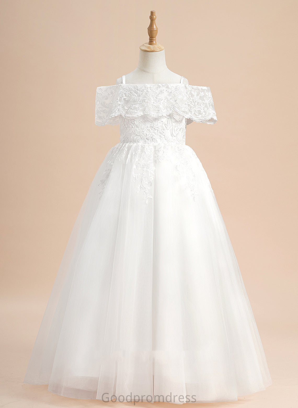 Lace Floor-length Sleeves Short With Tulle Girl Off-the-Shoulder Dress - Flower Flower Girl Dresses Ball-Gown/Princess Ryan