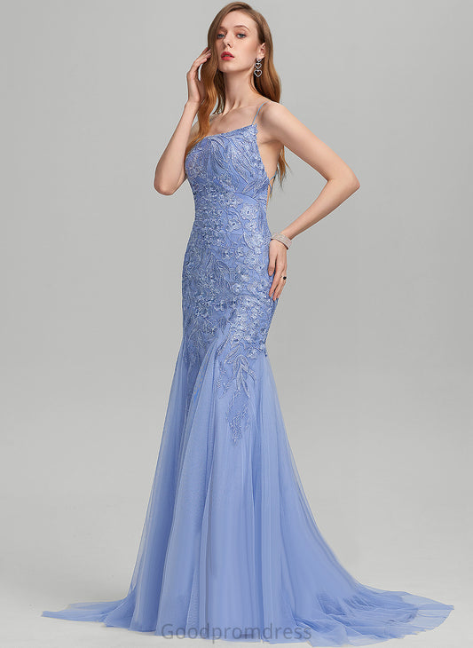 Train Lace Valentina Square Sweep Sequins Tulle With Trumpet/Mermaid Prom Dresses