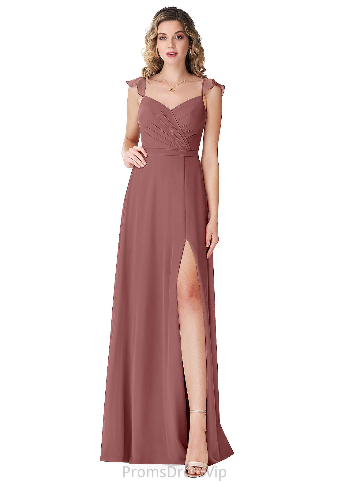 Mercedes A-Line/Princess Floor Length Straps Sleeveless Empire Waist Bridesmaid Dresses