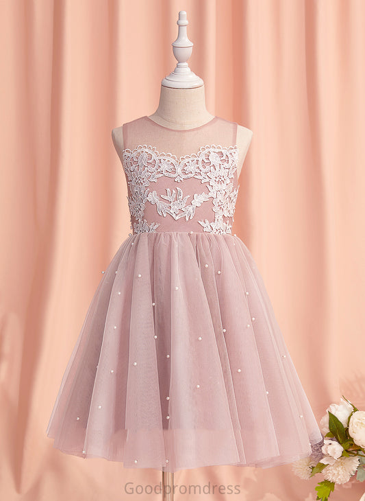 Girl - With Sleeveless Neck Dress Flower Girl Dresses Tulle Carolina A-Line Flower Lace/Beading Knee-length Scoop