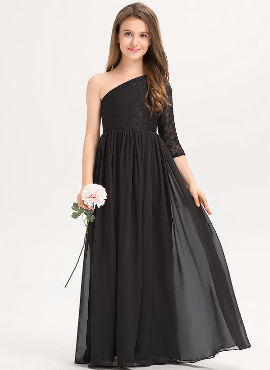 Aaliyah Lace Floor-Length Junior Bridesmaid Dresses Chiffon One-Shoulder A-Line