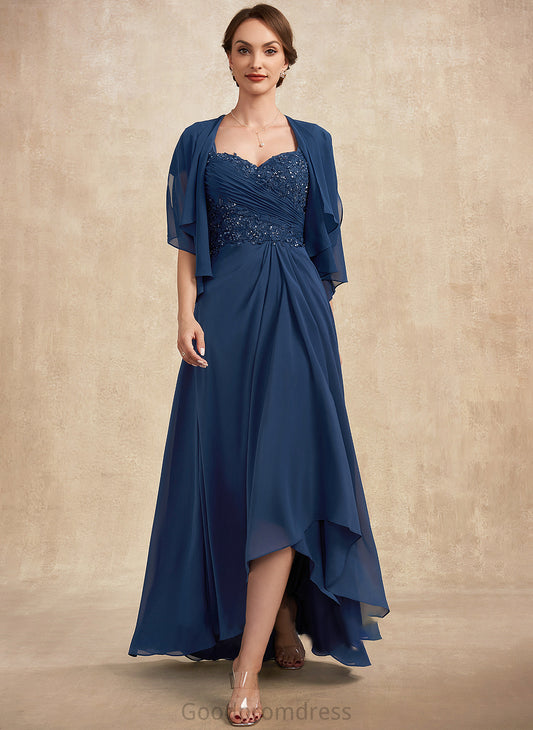 Sequins Mother A-Line Chiffon Beading Asymmetrical Mother of the Bride Dresses of Morgan Bride Sweetheart Dress With Ruffle the Lace