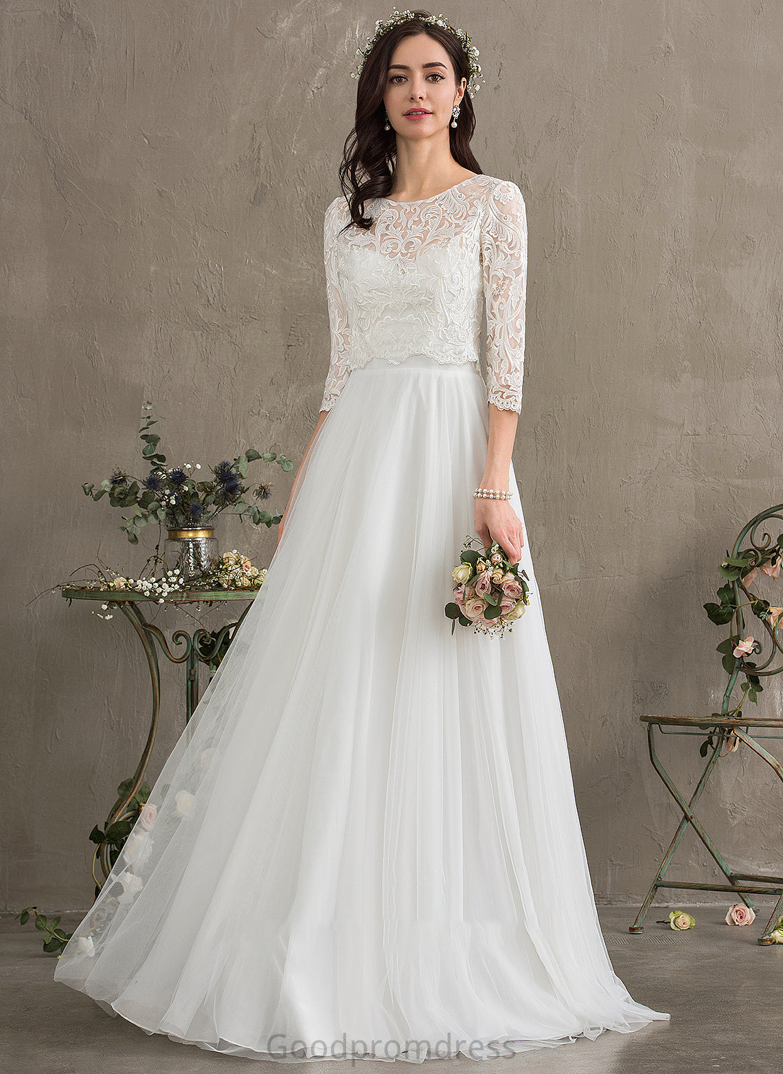 Sarahi Floor-Length Wedding Dresses A-Line Wedding Dress Tulle Sweetheart