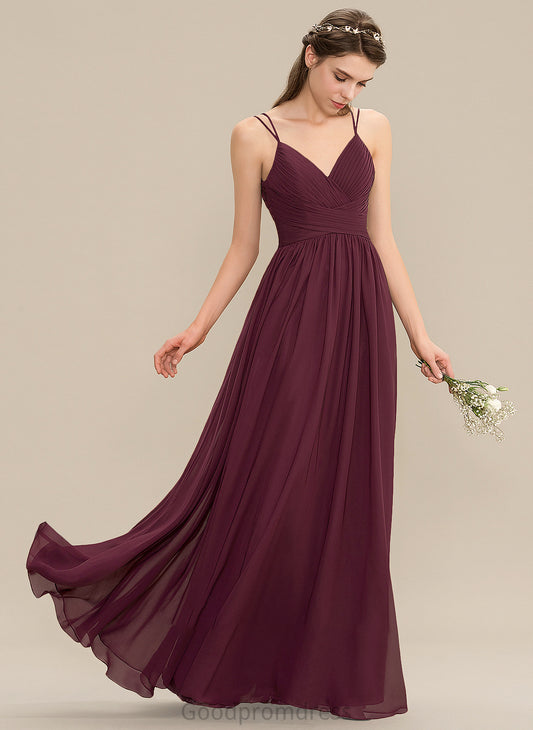 Lace With Prom Dresses A-Line V-neck Chiffon Floor-Length Ruffle Claudia