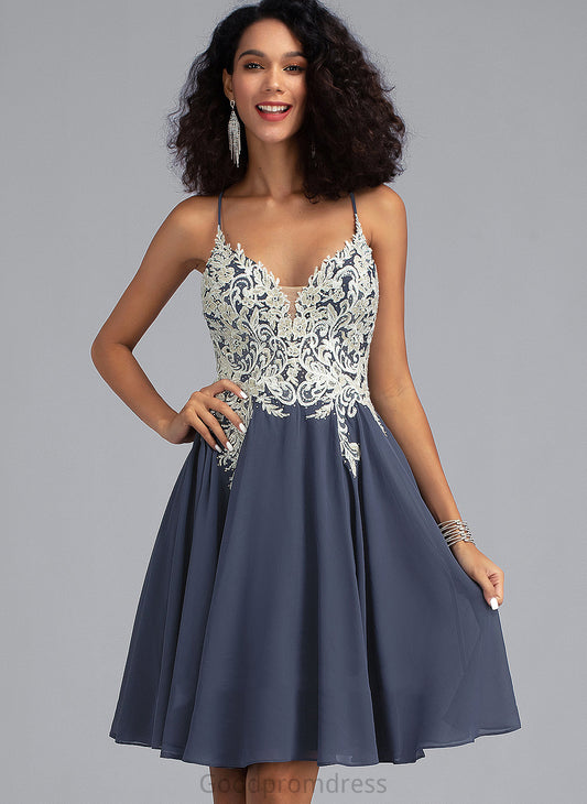 Chiffon Homecoming With V-neck Dress Homecoming Dresses Short/Mini Sequins Beading Hayden A-Line Lace