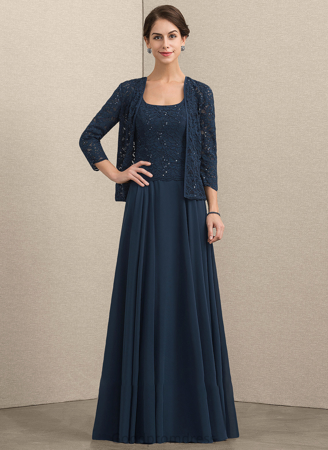 Sequins Bride Chiffon Dress Mother of Mother of the Bride Dresses the With Floor-Length Lace A-Line Laila Square Neckline