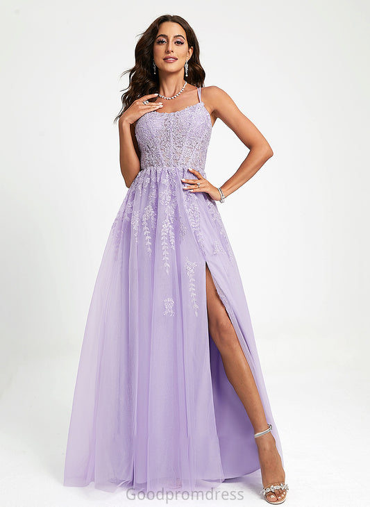 Neck Train Lace Sequins Sweep Tulle Scoop With Ball-Gown/Princess Prom Dresses Karissa