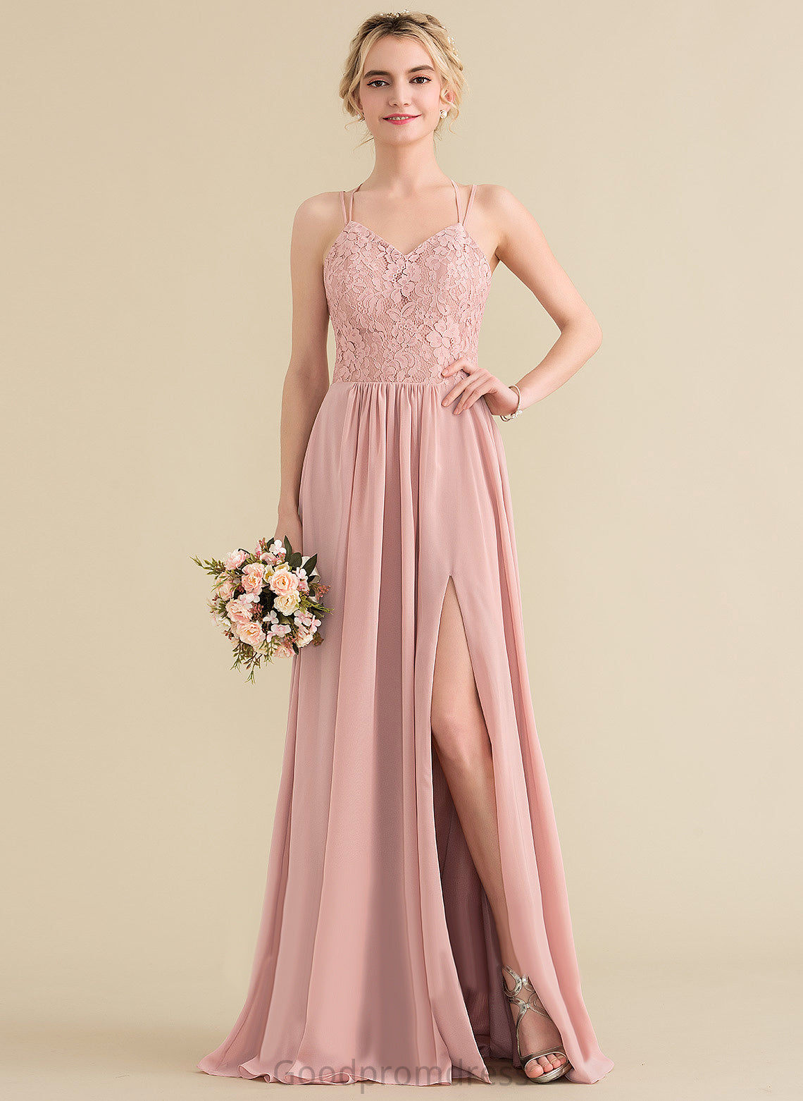 Rihanna Floor-Length Chiffon Prom Dresses Sweetheart A-Line Lace