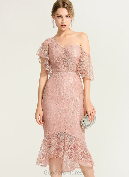 One-Shoulder Lace Asymmetrical Cocktail Dress Cocktail Dresses Toni Trumpet/Mermaid