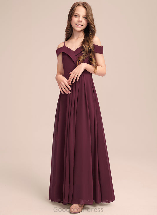 A-Line Chiffon Floor-Length Junior Bridesmaid Dresses Payton Off-the-Shoulder