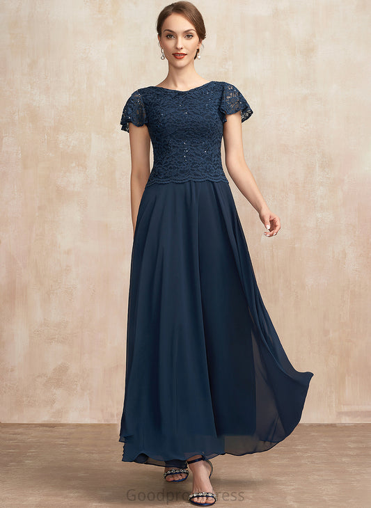 With the Bride Mother Scoop Lace Sequins Chiffon Ankle-Length Neck Miracle A-Line of Dress Mother of the Bride Dresses