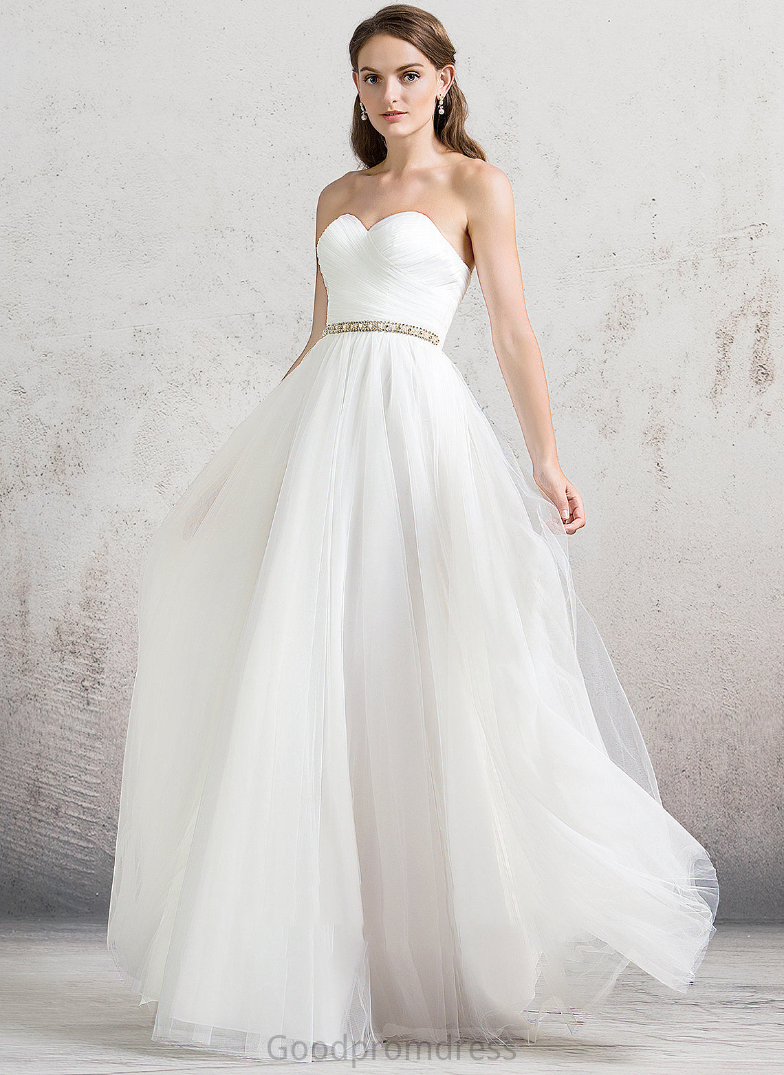 Sweetheart Rowan With Wedding Dresses Tulle A-Line Wedding Beading Dress Ruffle Floor-Length