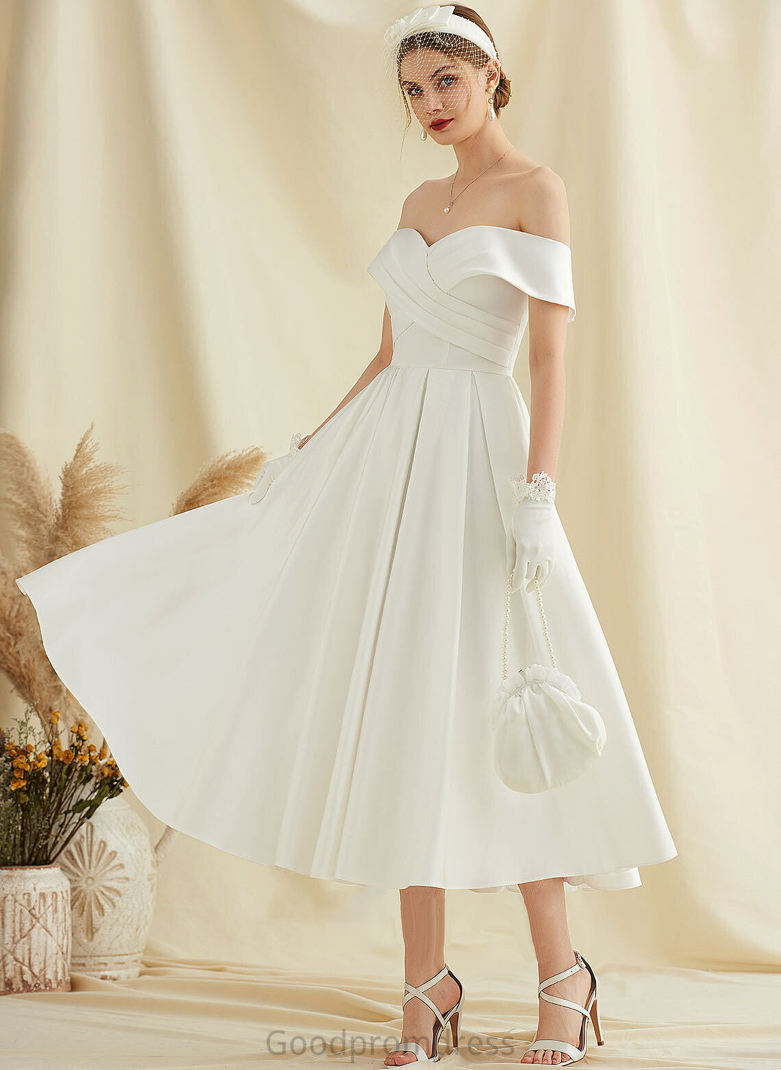 Wedding Dresses With Pockets Dress A-Line Satin Tea-Length Wedding Annika