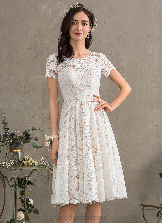 Knee-Length Lace Neck Dress Mignon Wedding Dresses Scoop A-Line Wedding