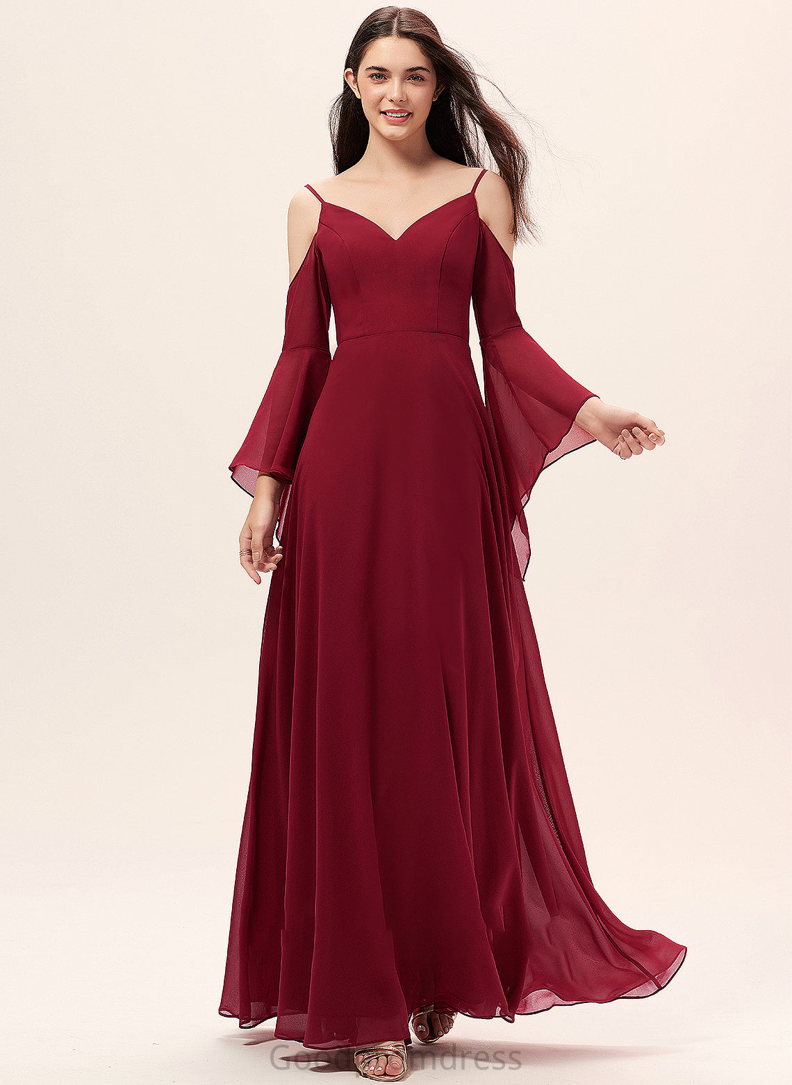 V-neck Neckline Length Fabric A-Line Straps Silhouette Floor-Length Meredith Spaghetti Staps Sheath/Column Floor Length Bridesmaid Dresses