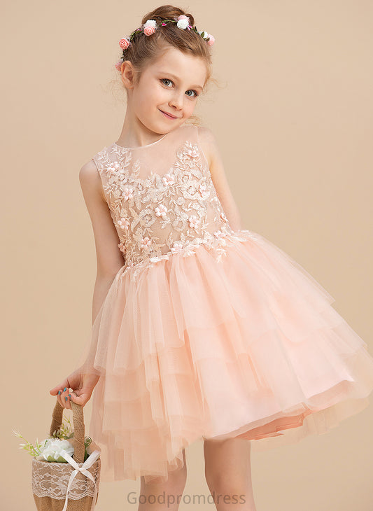 Sleeveless Knee-length Lace/Beading Flower Tulle/Lace With - Neck Girl Ball-Gown/Princess Kayleigh Dress Scoop Flower Girl Dresses