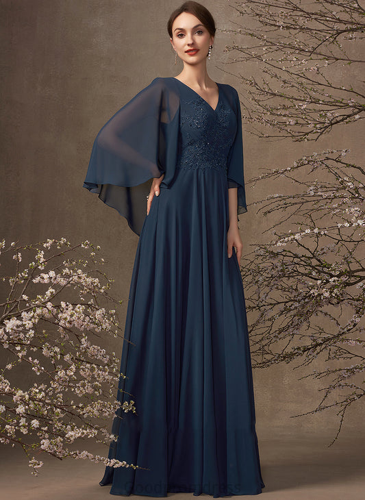 V-neck Chiffon Dress A-Line the Lace Mother Sequins Floor-Length of Bride With Mother of the Bride Dresses Beading Taniya