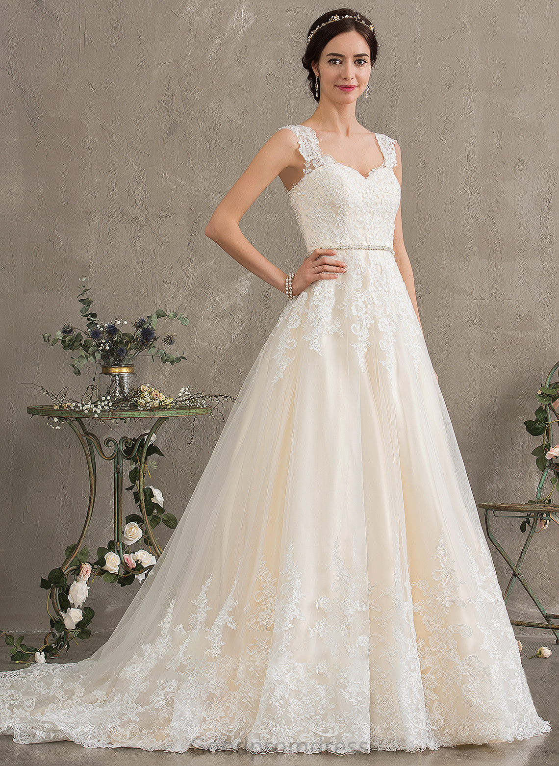 Sweetheart Ball-Gown/Princess Train Tulle Wedding Dresses Dress Wedding With Court Jill Beading Sequins