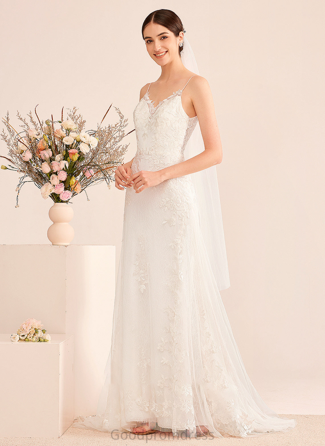 Sequins Wedding Dress With Court A-Line Train V-neck Destiny Wedding Dresses