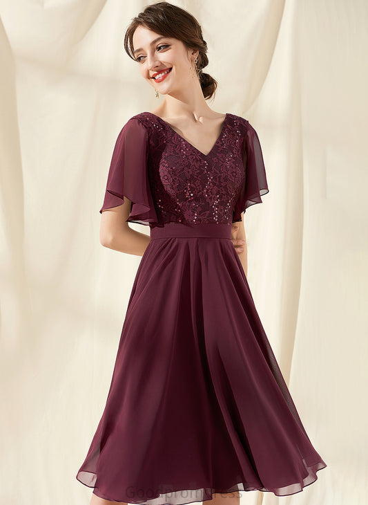 Embellishment V-neck Knee-Length Length Fabric Sequins Silhouette A-Line Neckline Kaydence Sleeveless Floor Length Bridesmaid Dresses