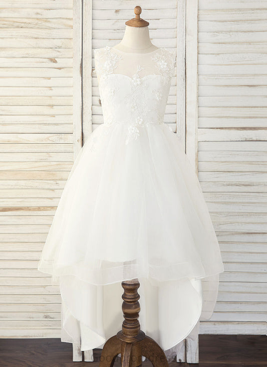 Tulle/Lace Carmen Girl A-Line Dress Sleeveless Flower Asymmetrical Scoop Neck - Flower Girl Dresses