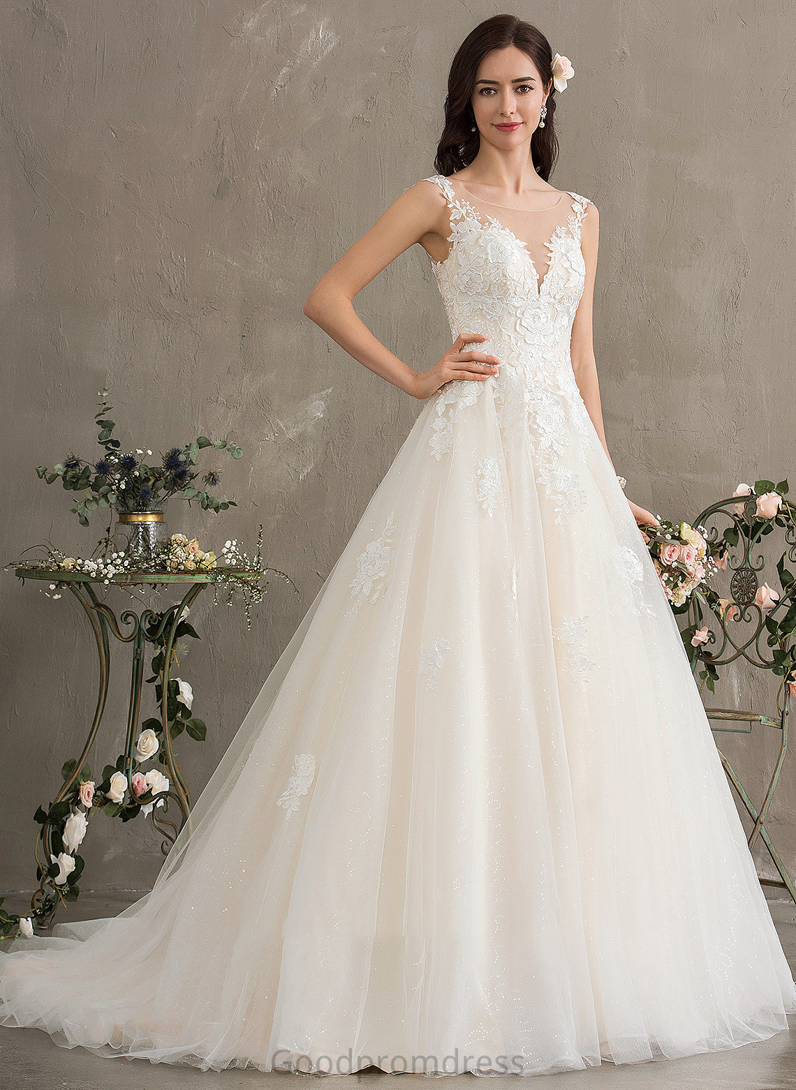 Tulle Wedding Brittany Ball-Gown/Princess Train Court Dress Illusion Wedding Dresses