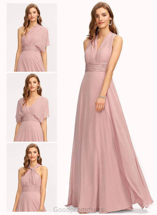 Halter Silhouette V-neck Ruffle Fabric Length Floor-Length Neckline One-Shoulder Embellishment A-Line Jayla Bridesmaid Dresses