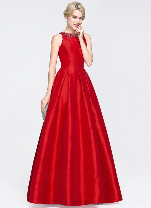 Floor-Length Scoop Prom Dresses Saniyah Sequins Beading Neck With Ball-Gown/Princess Taffeta