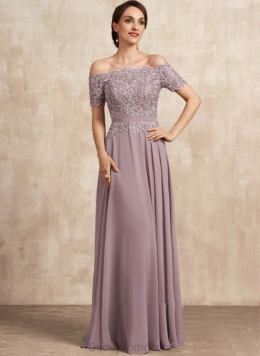 Mylie Floor-Length With Chiffon Sequins Mother Mother of the Bride Dresses the A-Line Beading Lace Bride Off-the-Shoulder of Dress