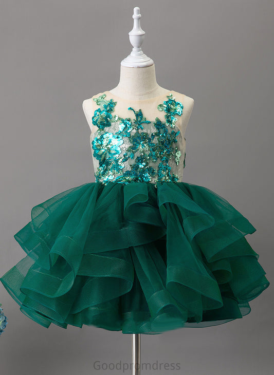 Pauline Girl Neck Tulle/Lace/Sequined Scoop Flower Girl Dresses Knee-length - Ball-Gown/Princess Flower Sleeveless Dress