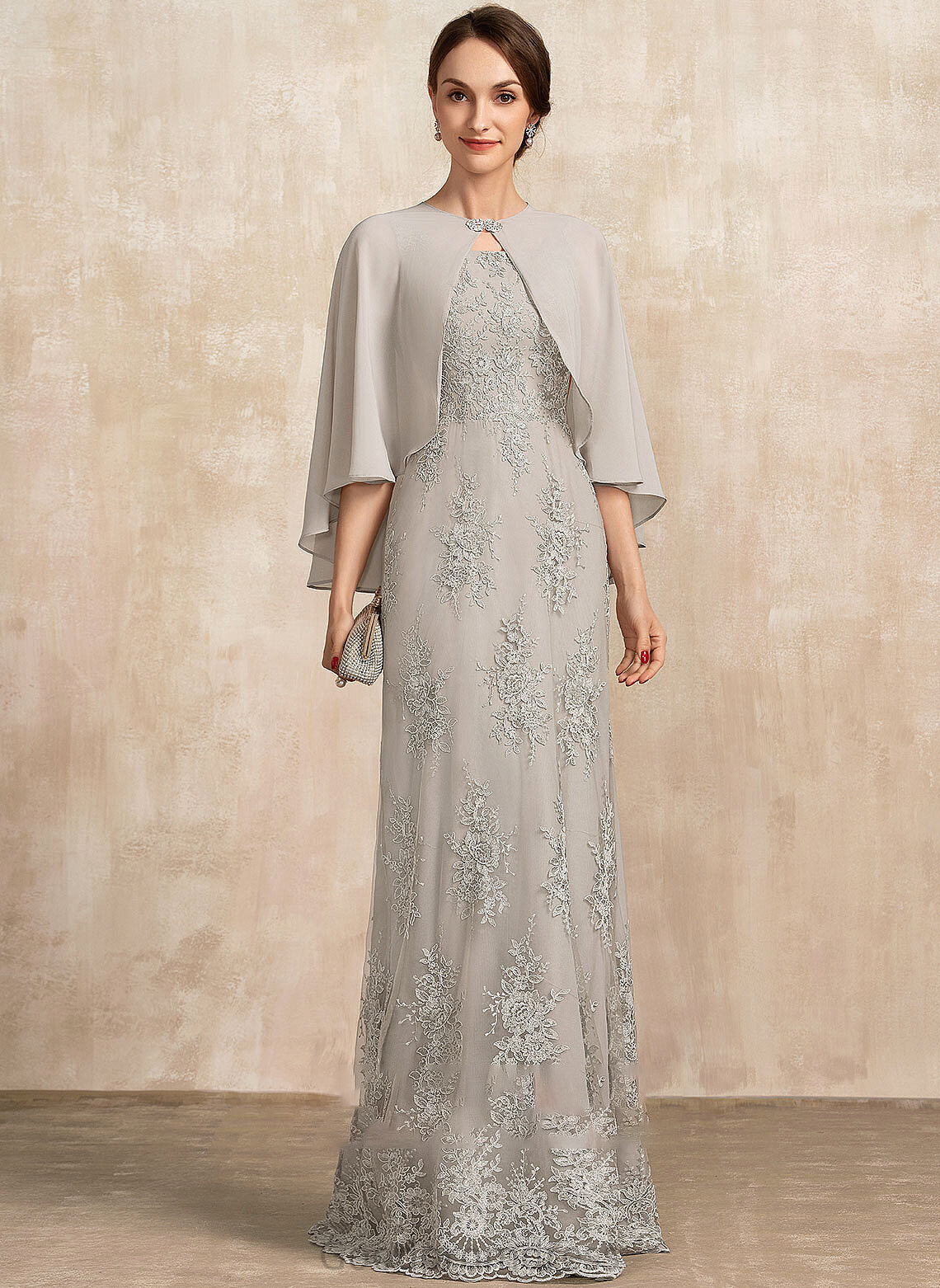 Neckline of Square Floor-Length Bride the Mother of the Bride Dresses A-Line Lace Dress Mother Lacey