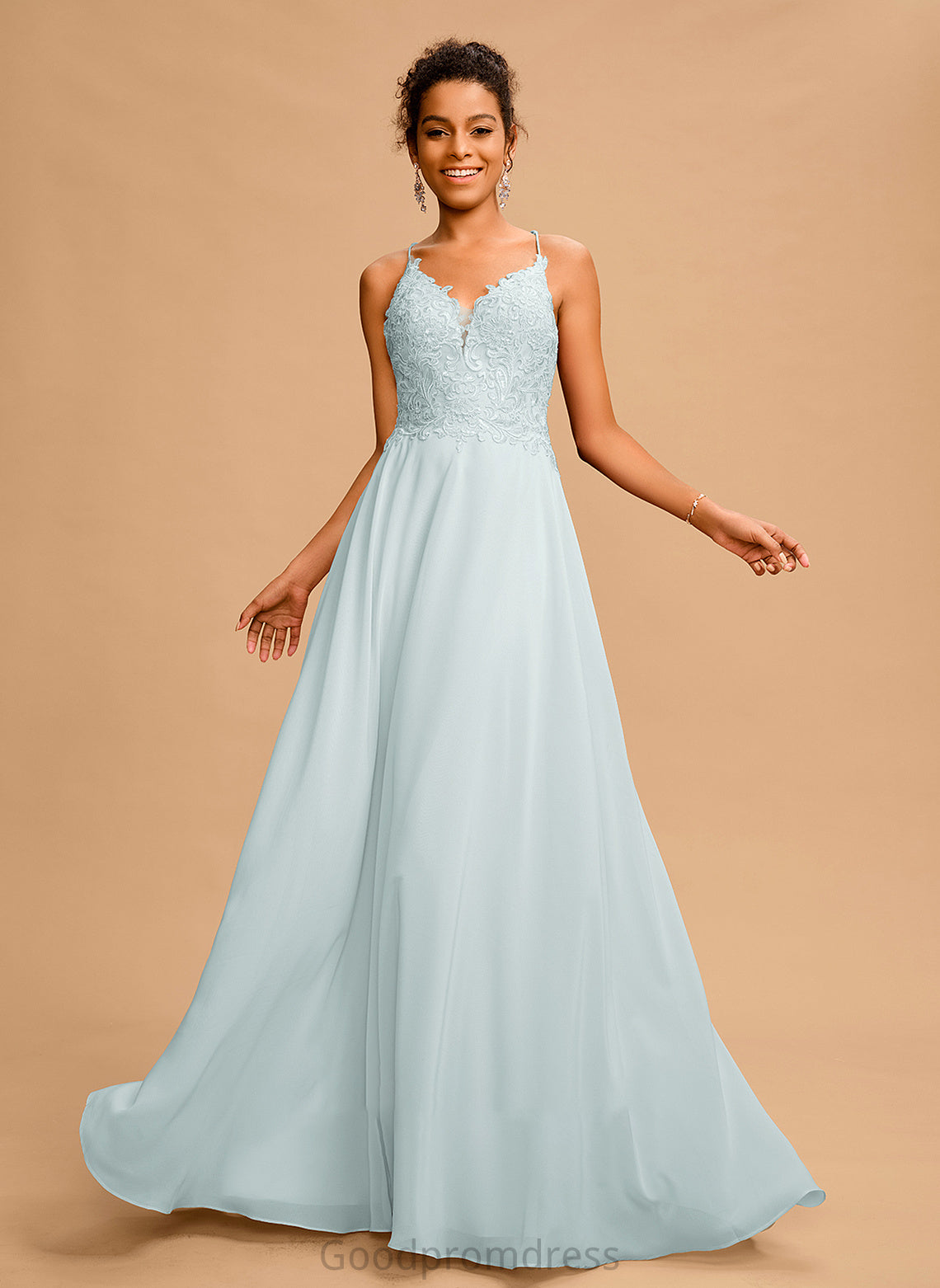 Floor-Length Sequins With Gwendoline A-Line Prom Dresses Chiffon V-neck