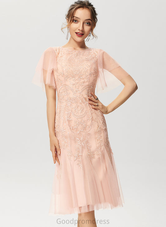 Scoop Dress With Tulle Jaylynn Cocktail Neck Lace Sequins Knee-Length Trumpet/Mermaid Cocktail Dresses