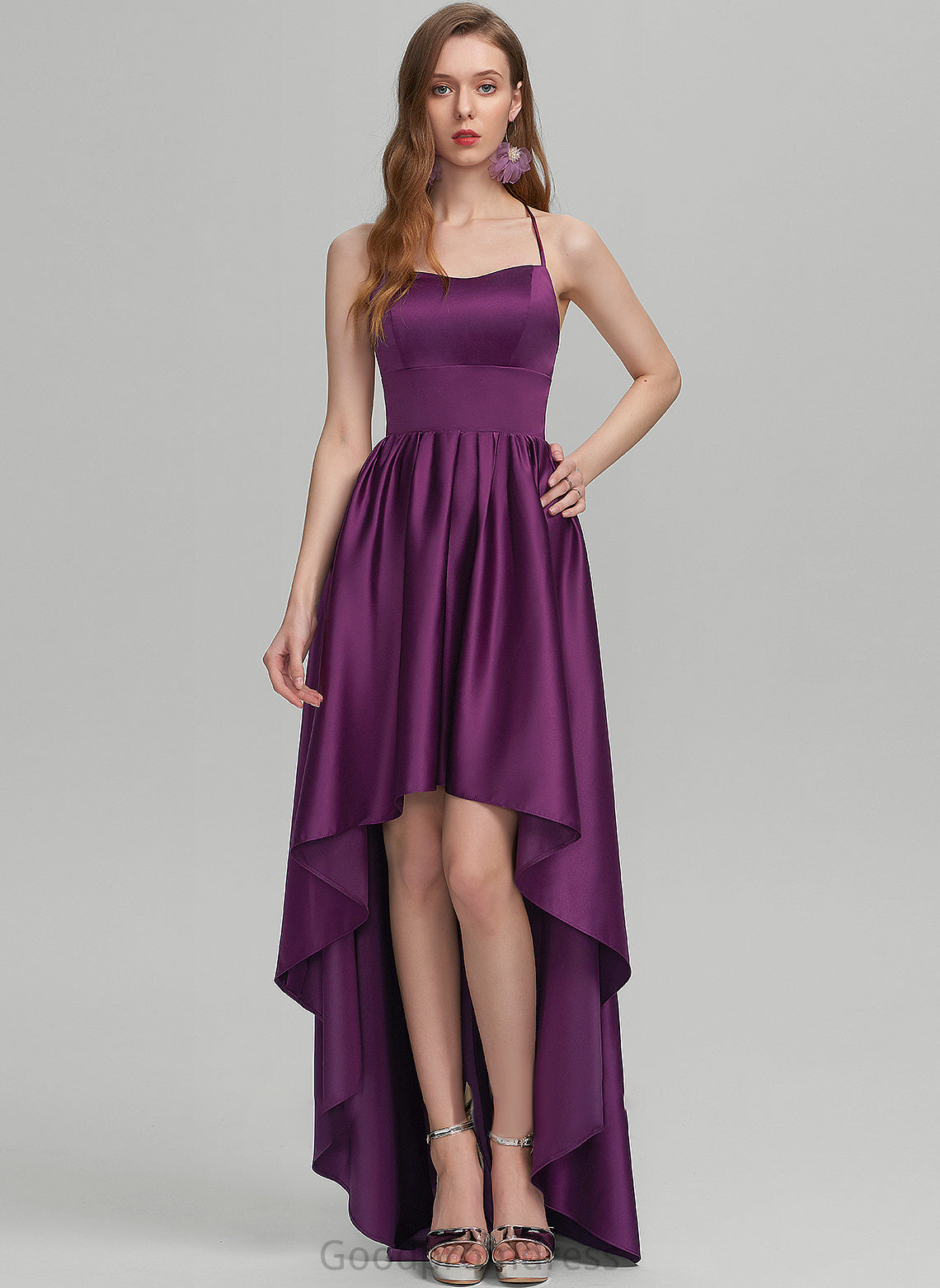 Asymmetrical Ball-Gown/Princess Satin Square Prom Dresses Neckline Mireya