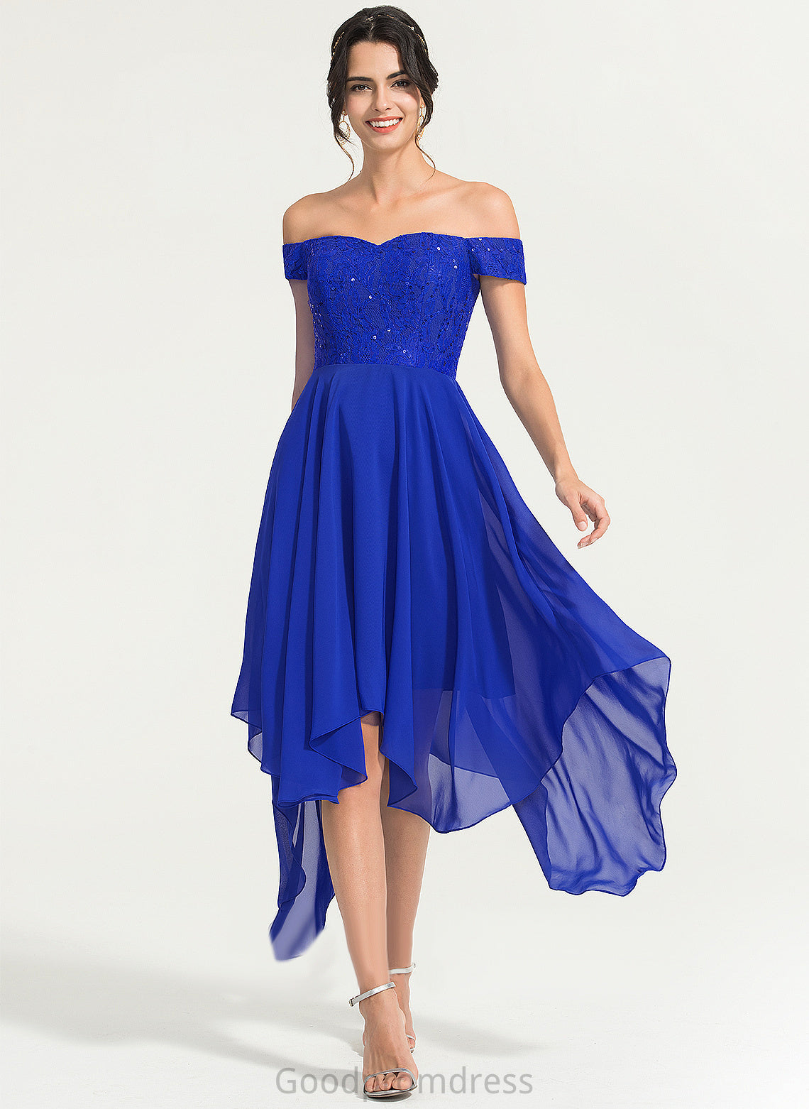 Off-the-Shoulder Lilyana Beading Dress Cocktail Dresses Chiffon Cocktail Lace Asymmetrical With A-Line