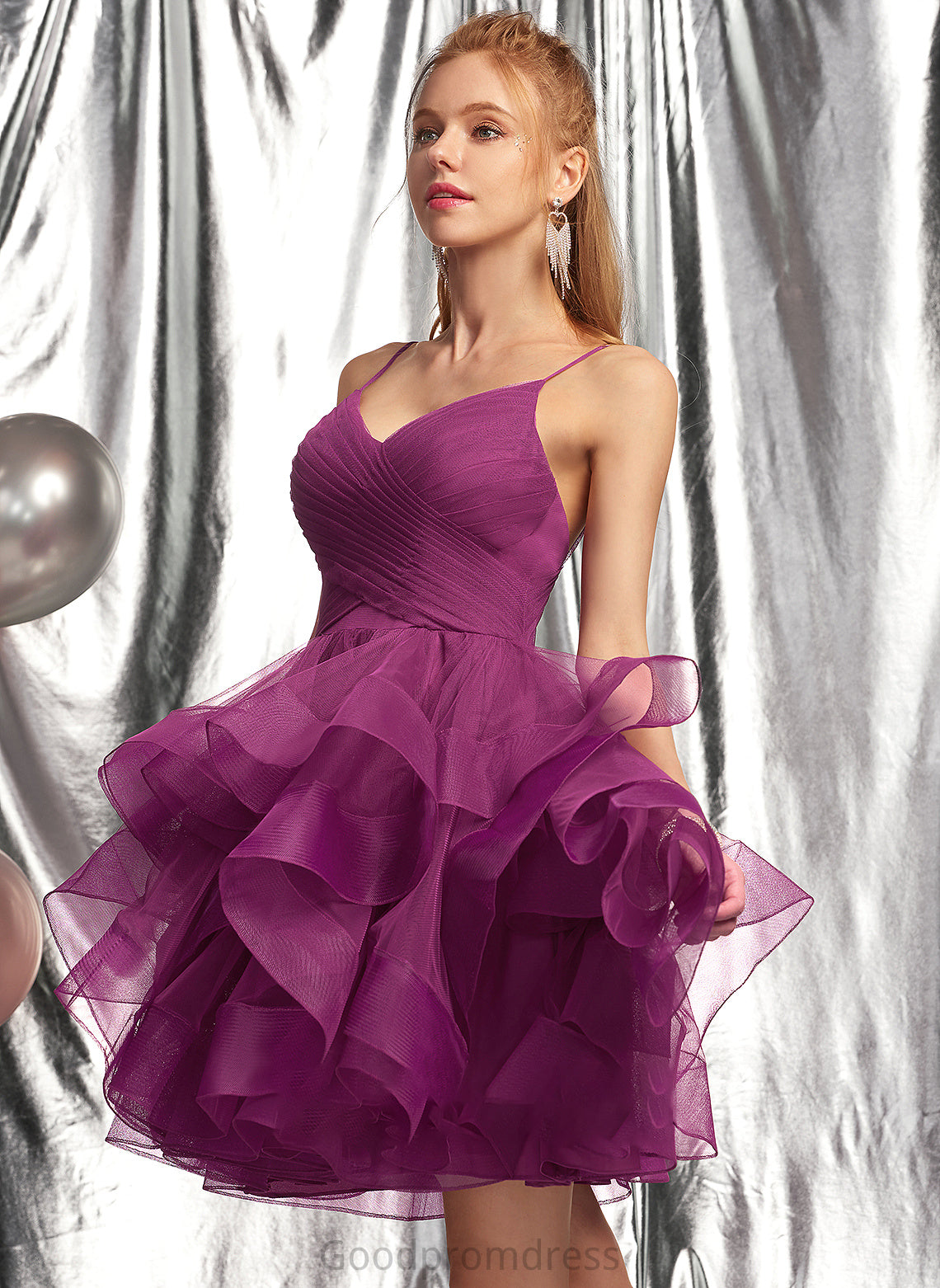 V-neck Tulle Ball-Gown/Princess Short/Mini Prom Dresses Kiersten