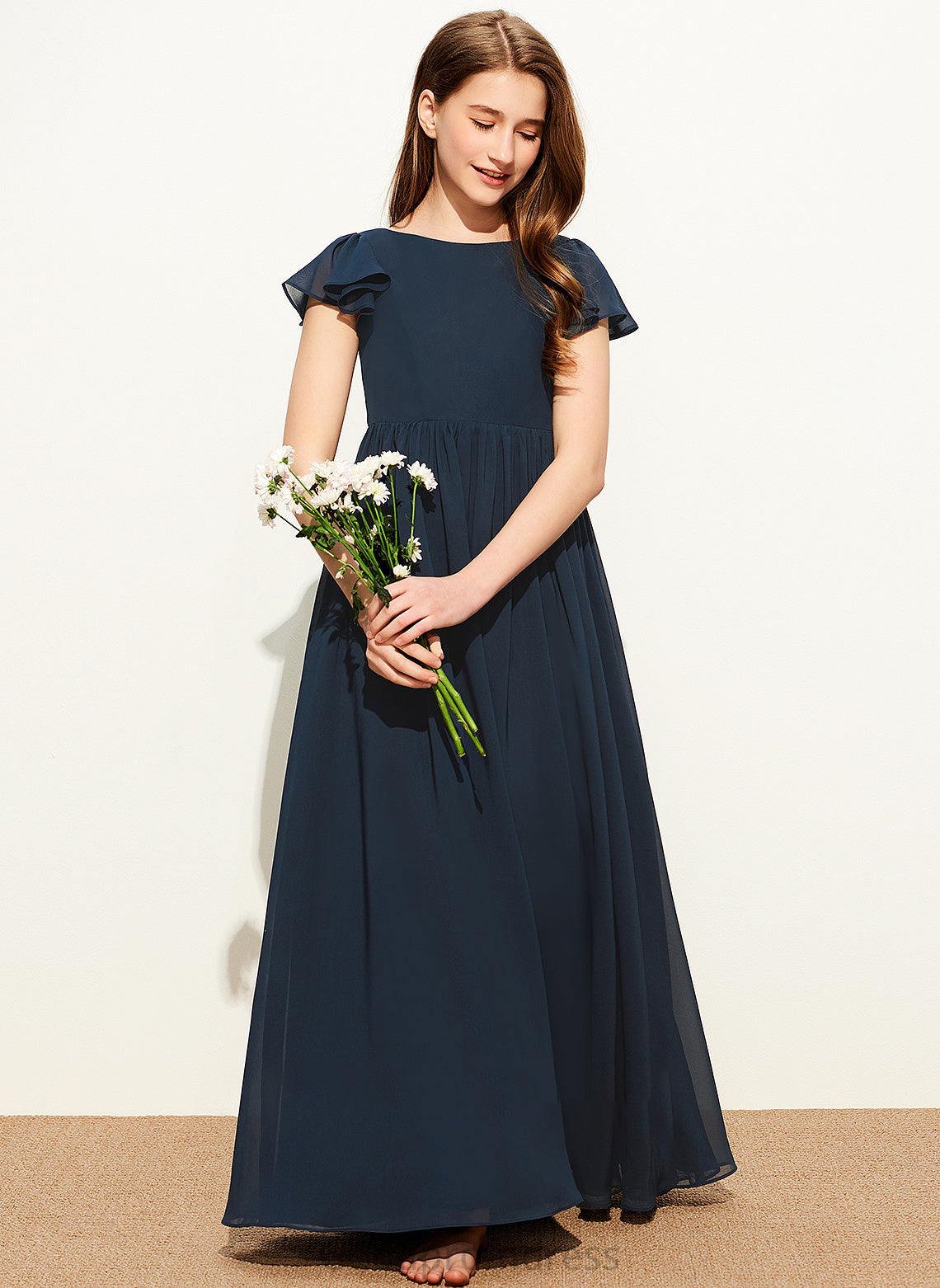 Junior Bridesmaid Dresses A-LineScoopNeckFloor-LengthChiffonJuniorBridesmaidDress#253684 Nylah